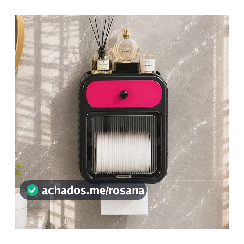 Suporte Papel Higiênico De Parede Com Gaveta  - Banheiro Preto