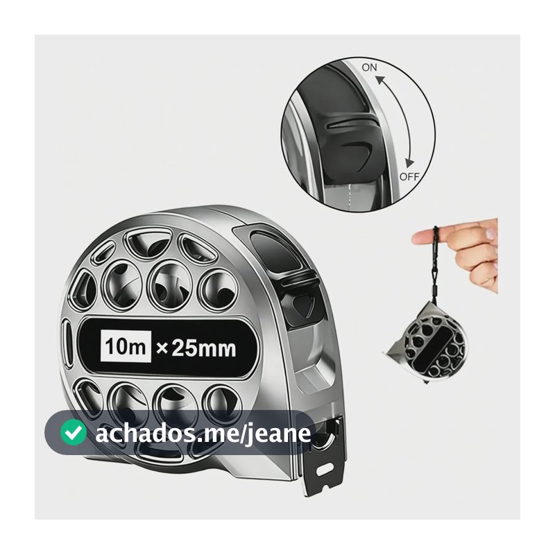 Trena Fita Métrica Aço Inox Retrátil Prova D'água 10m25mm