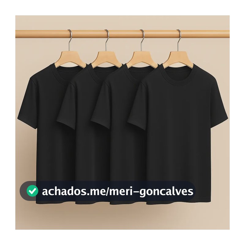 Kit 4 Camiseta Masculina Básica 100% Algodão Lisa 4 Preta Gg