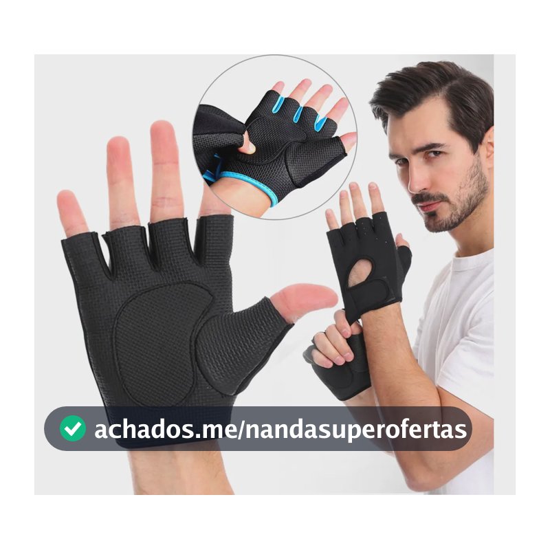Luva Academia Halteres Neoprene Musculação Esporte Cross Fit Cor Preta