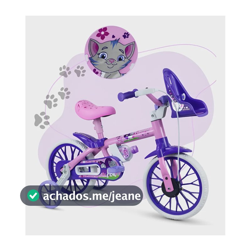 Bicicleta Infantil Menina 2 3 4 Anos Cat Aro 12 Banco Macio Rosa/violeta 12