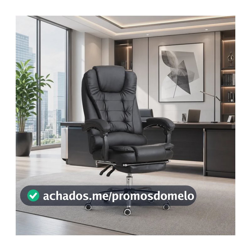 Cadeira De Escritorio Sweet Studio Presidente Ajustável Preta Couro Sintético