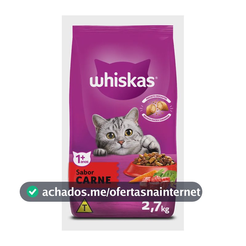 Ração Whiskas Carne Gatos Adultos 2,7 kg