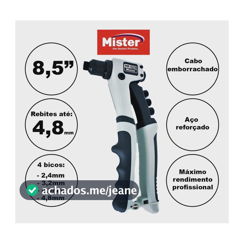 Rebitadeira Alicate Rebitador Profissional Até 4,8mm