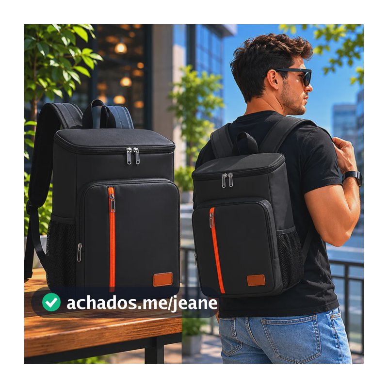 Mochila Bolsa Térmica Cooler Grande Marmita Impermeável Preto
