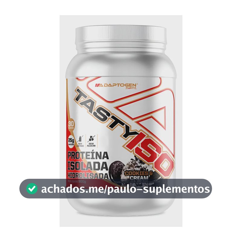Tasty Iso Whey Isolado Zero Lactose 900g Adaptogen Science Sabor Cookies & Cream