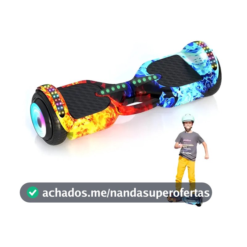 Hoverboard Skate Elétrico 6.5 Polegadas Com Led E Bluetooth Fogo E Gelo
