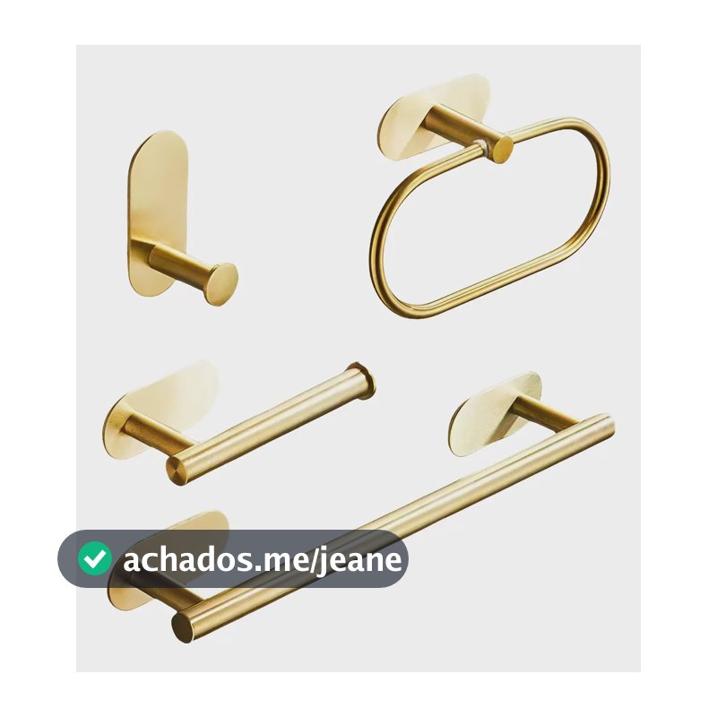 Kit Acessórios Banheiro Adesivo Cabide Toalheiros Papeleira Dourado Yesop