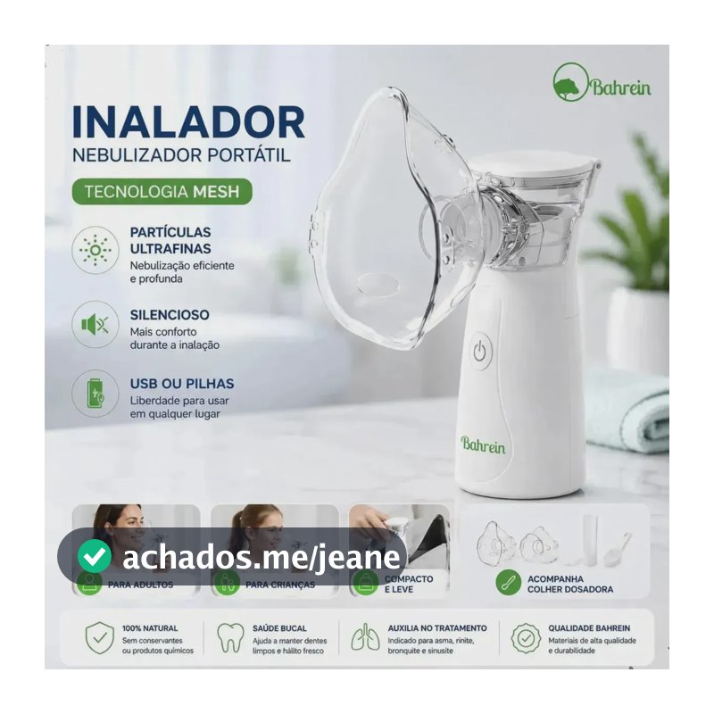 Inalador Nebulizador Portátil Bahrein Usb Pilha Silencioso Aparelho Inalação Compacto Mesh Bivolt Nebulizador Com Rede Vibratoria Aparelho Para Inalacao Inalador Silencioso Aparelho Inalador Branco