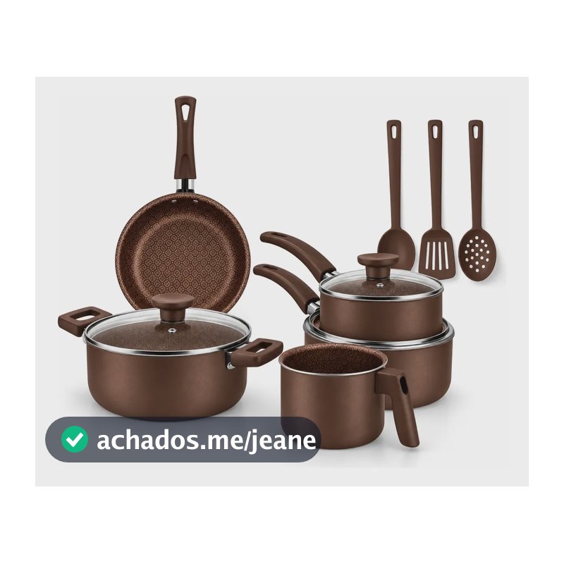 Jogo De Panelas 8 Peças Teflon Antiaderente Cozinha Completa Chocolate