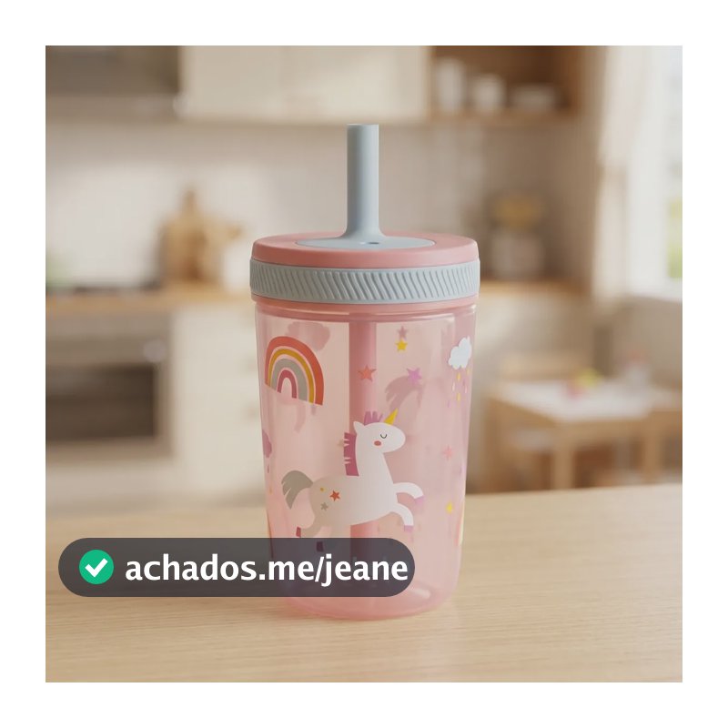 Copo Infantil Antivazamento De Silicone 400ml Buba Magic Rosa Magic Unicórnio