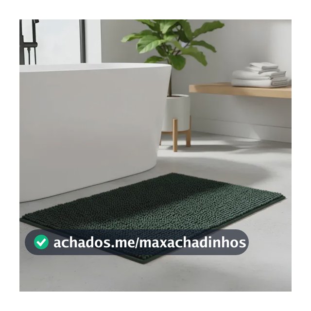 Kit 4 Tapetes Banheiro Chenille Antiderrapante Super Absorve Verde-escuro Dedinho