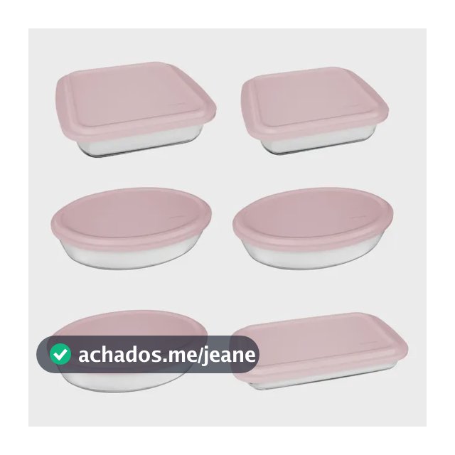 Conjunto Assadeiras 6 Peças com Tampa Cor Rosa - Marinex