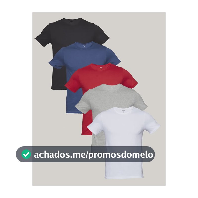 Kit Com 5 Camisetas Masculinas Lisa Multicolorida Hering Multicolorido Liso G