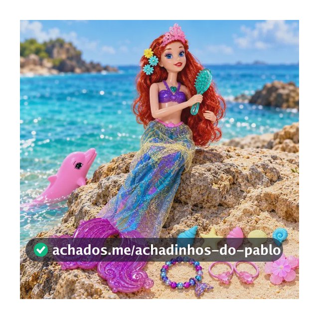 Boneca Princesa Sereia Musical Articulada Luzes E Acessórios