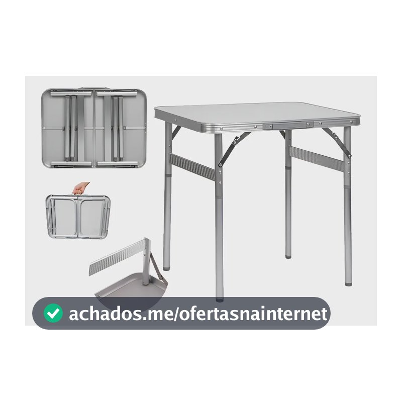 Mesa Dobrável Alumínio 60x45 Cm Vira Maleta Palisad Com Alça Portatil Camping Churrasco