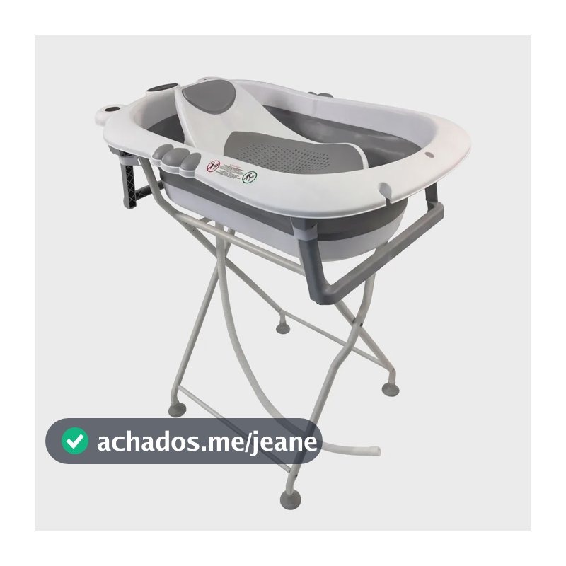 Banheira Bebê Dobrável Com Suporte Redutor Assento E Termômetro Embutido Até 20kg Melon Maxi Baby - Cinza