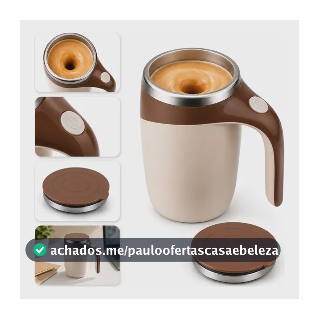 Caneca Mixer Inox Misturador Automático Recarregável Usb Cor De Café