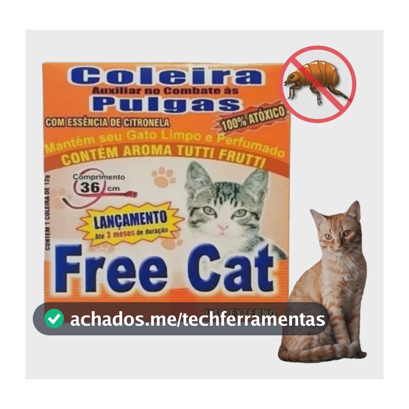 Coleira Anti Pulga Gato Free Cat - Duração Até 3 Meses