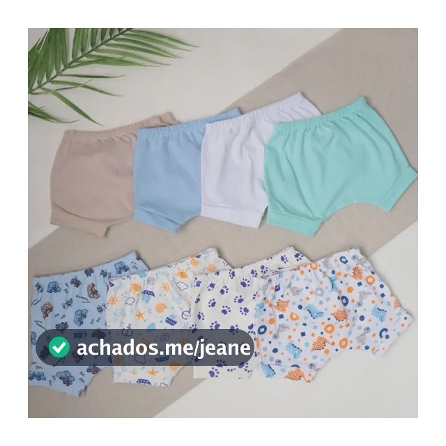 Kit 8 Shorts De Bebe Misto Estampado E Liso 100% Algodão