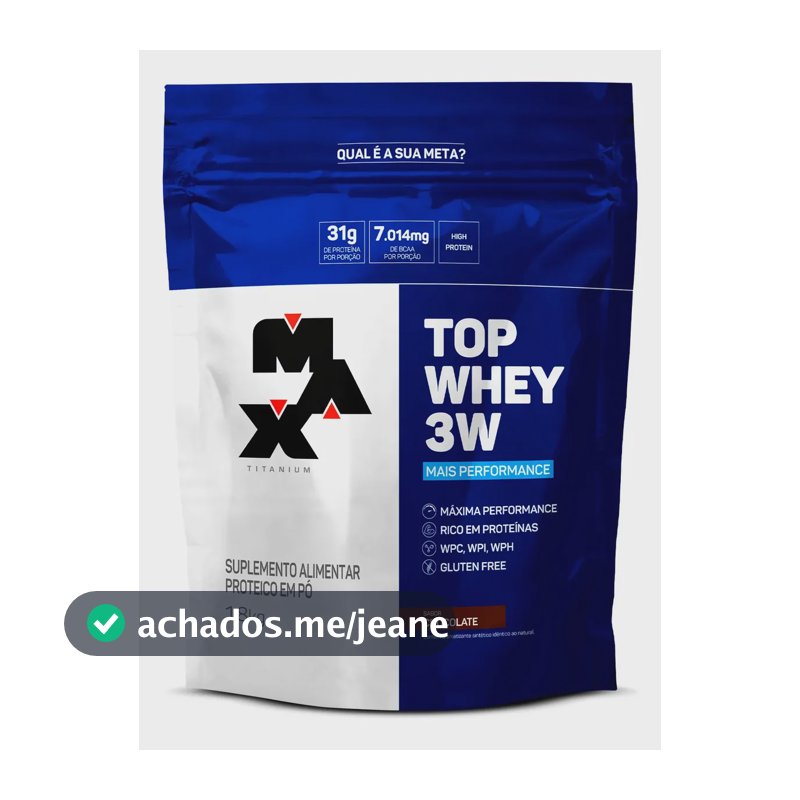 Top Whey 3w Protein Refil 1,8kg Max Titanium Sabor Chocolate
