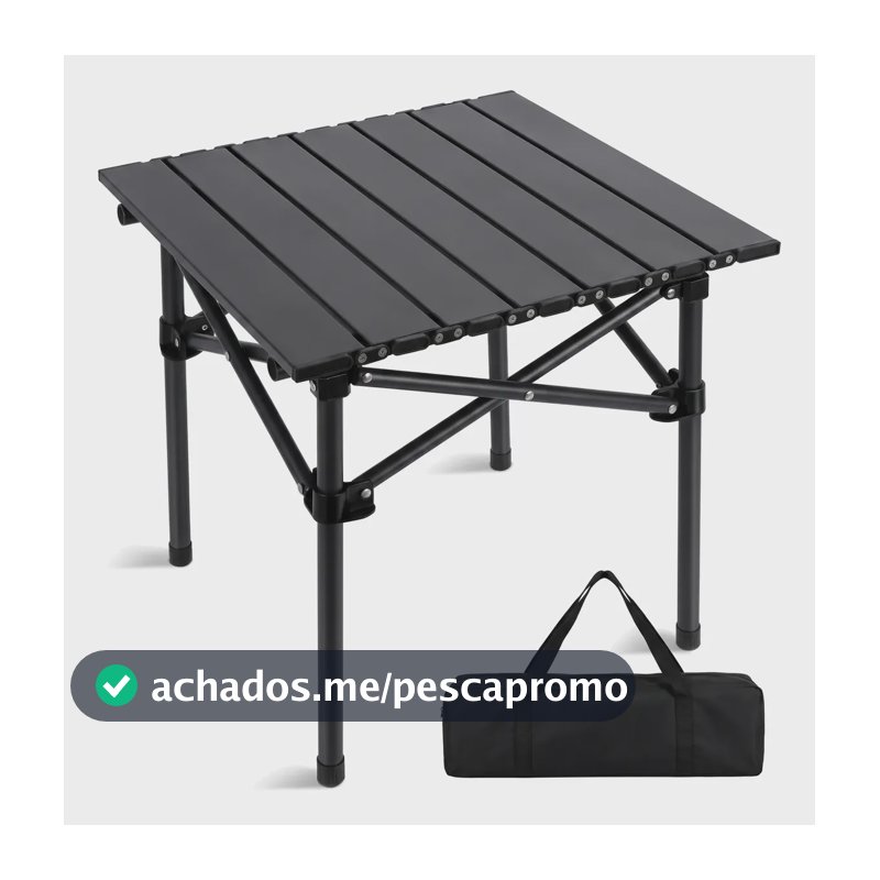 Mesa Dobrável Portátil Alumínio Camping Praia Churrasco Preto