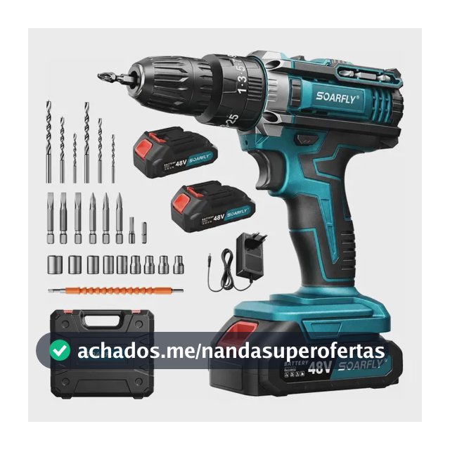 Parafusadeira Furadeira De Impacto Profissional Sem Fio 48v Azul 127/220v 50/60hz