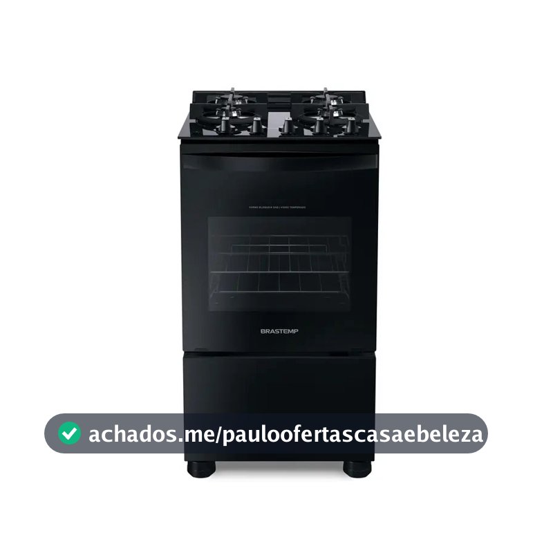 Fogão 4 Bocas Vidro Grade Dupla Bfo4vae Preto Brastemp