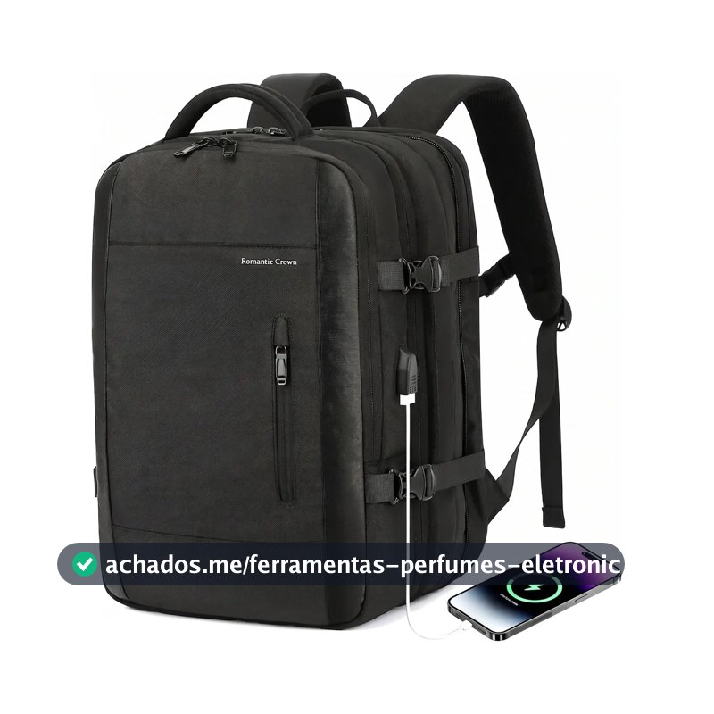 Mochila Passeio Romantic Crown de 42L Com Compartimento Para Notebook e Entrada USB, Impermeável
