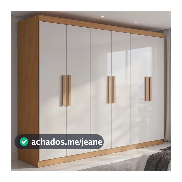 Guarda Roupa 06 Portas Easy Slim Amendoa Clean/off White