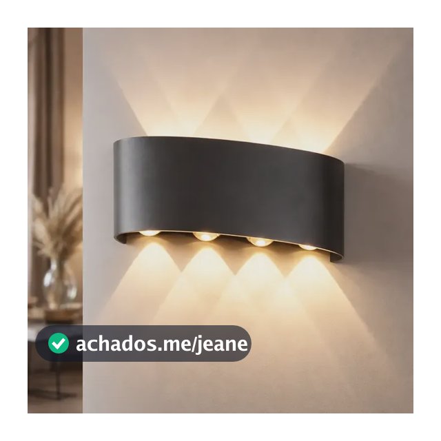 Arandela Externa Luminária Led Meia Lua Muitos Fachos Ip65 Preto 8led