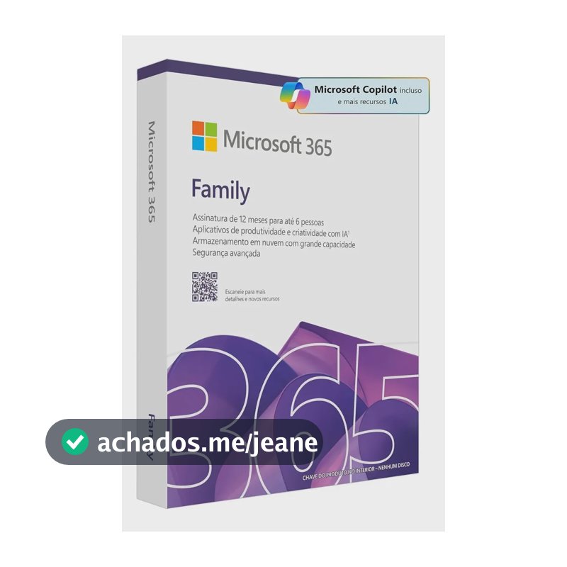 Microsoft 365 Family 2026 + Mcafee Premium - Licença 1 Ano