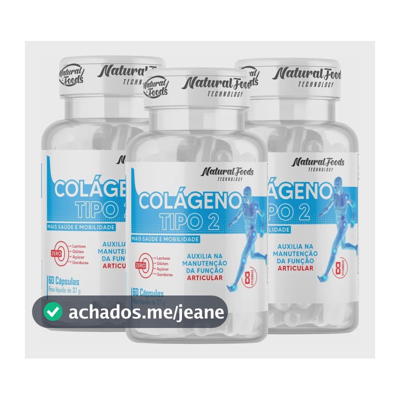Kit Colageno Tipo 2 + Vitaminas Joelho Articulação 180 Caps. Sabor Sem Sabor - Natural Foods