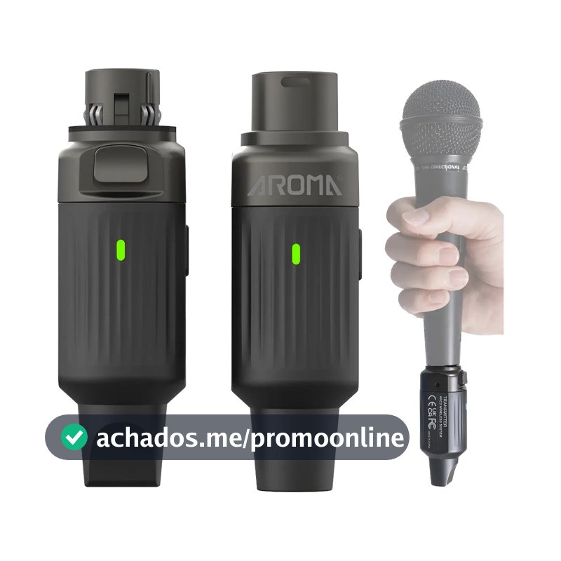 Transmissor E Receptor Microfone Sistema Sem Fio 7 Canais Preto