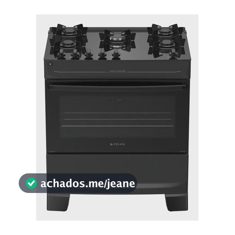 Fogão 5 Bocas Atlas Mônaco Top Glass Automático Mesa De Vidro Preto