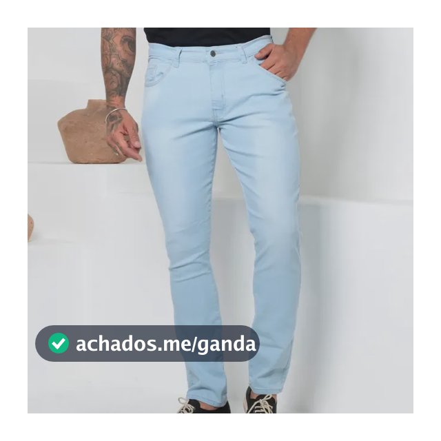 Calça Jeans Masculina Básica Slim Fit Tradicional Elastano