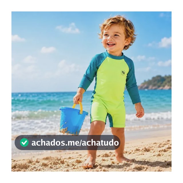 Macacao Infantil Moda Praia Protecao Solar Uv50 Neon