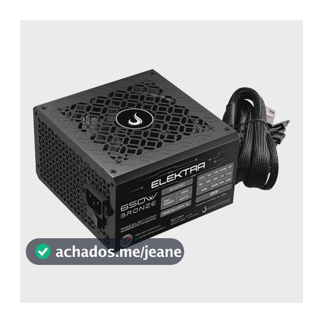 Fonte Rise Mode Elektra 650w Rm-psu-elk-650-b Para Pc Preto