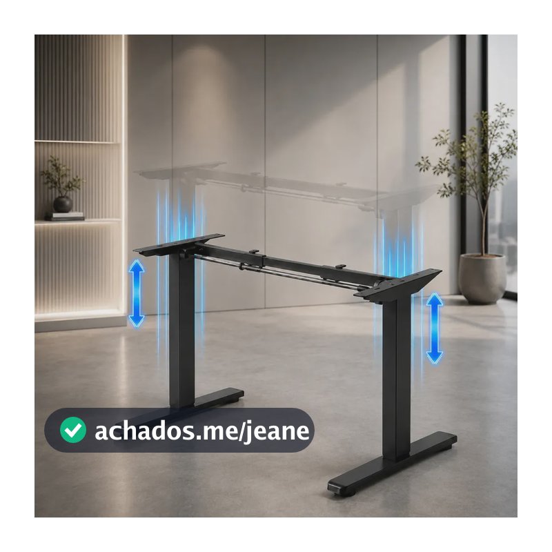 Estrutura De Mesa Elétrica Ergonômica Livo Lar, com Ajuste De Altura De 72 a 118cm e 3 Memórias, Para Home Office, Em Aço Preto