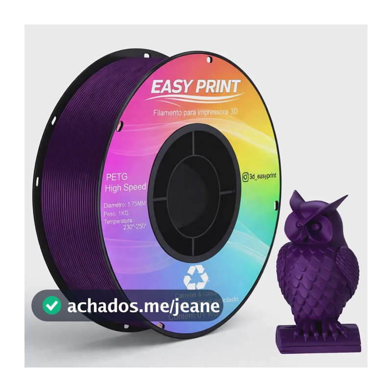 Filamento Petg Easy Print 3d Premium Impressão High Speed E High Fluid 1.75mm Para Impressora 3d Roxo Ametista