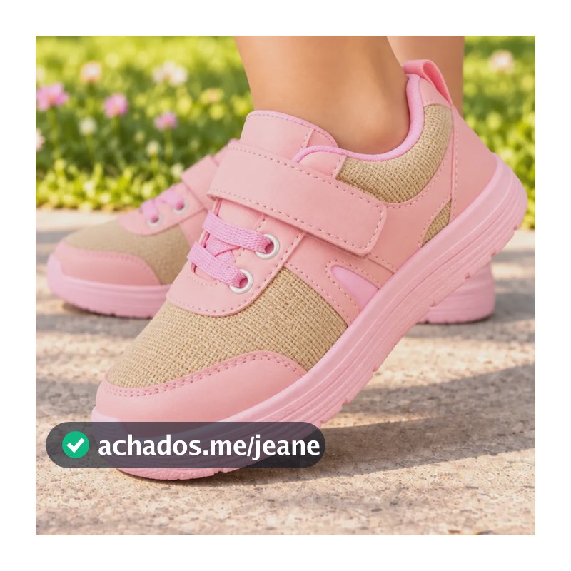 Tênis Infantil Menina Brincar Escolar Leve Macio Confortável Rosa/bege 22 Br