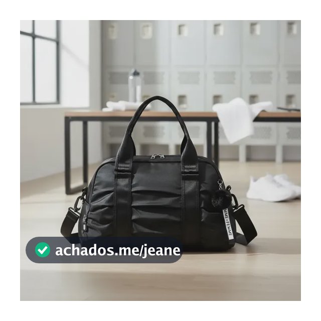 Bolsa Feminina Esportiva Transversal Blogueira Fitness Para Academia Com Chaveiro Pompom Cor Preta
