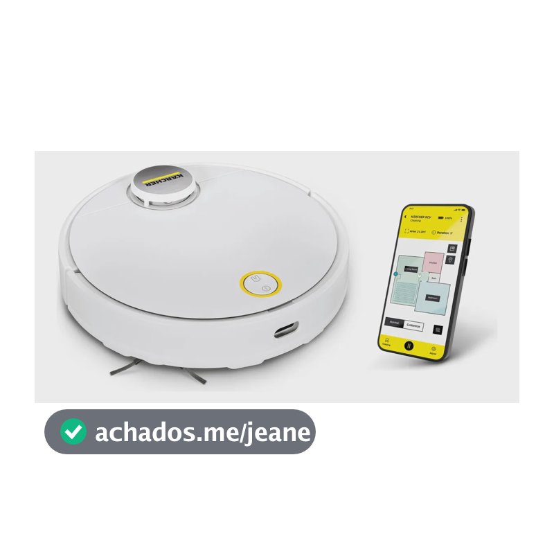 Robô Aspirador de Pó Kärcher RCV 3 com Mapeamento Inteligente, Aspira e Passa Pano. Controle via Aplicativo. Autonomia de 120 min. Navegação a Laser LiDAR e Sensor 360° - Bivolt