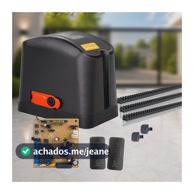 Kit Motor Portao Eletronico 1/4hp 400kg + 2 Contr + 3m Crema Preto 220v 50/60hz
