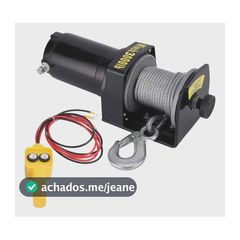 Guincho Elétrico 3000lb 1361kg Cabo De Aço Para Quadriciclo 12v