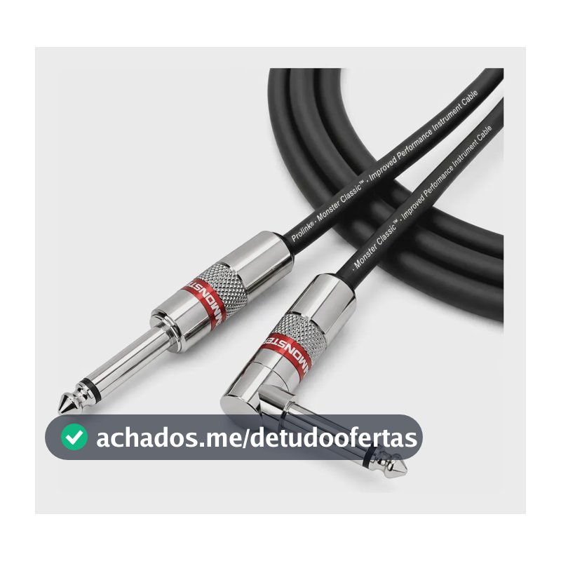 Cabo para Guitarra, Violão, Baixo e Teclado Monster Cable ProLink Classic P10 L 21FT 6,4 Metros