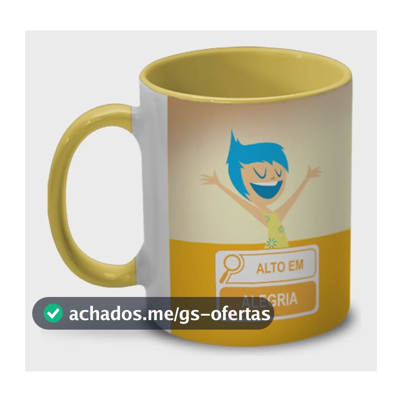 Caneca Alto Em Alegria 300ml Amarela Disney Amarelo