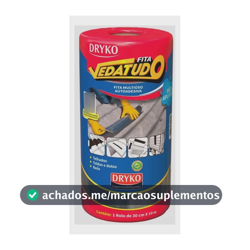 Fita Asfáltica Adesiva 30cm x 10m Dryko Alumínio Vedação Telhados