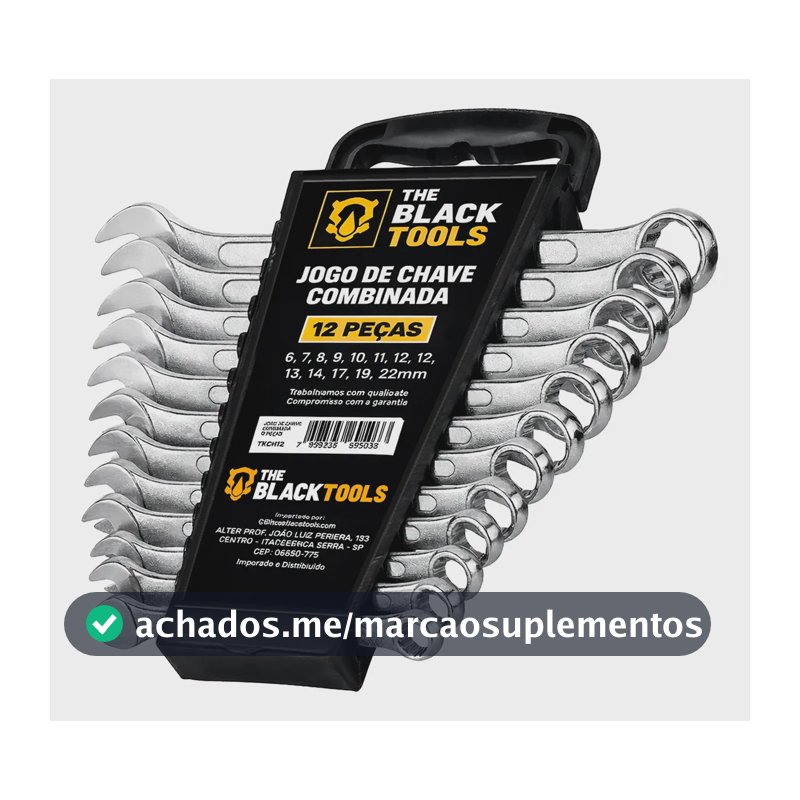 Jogo De Chave Boca E Estrela Combinada 12 Pçs Aço 6-22 Mm Cromada Profissional Tkch12 The Black Tools