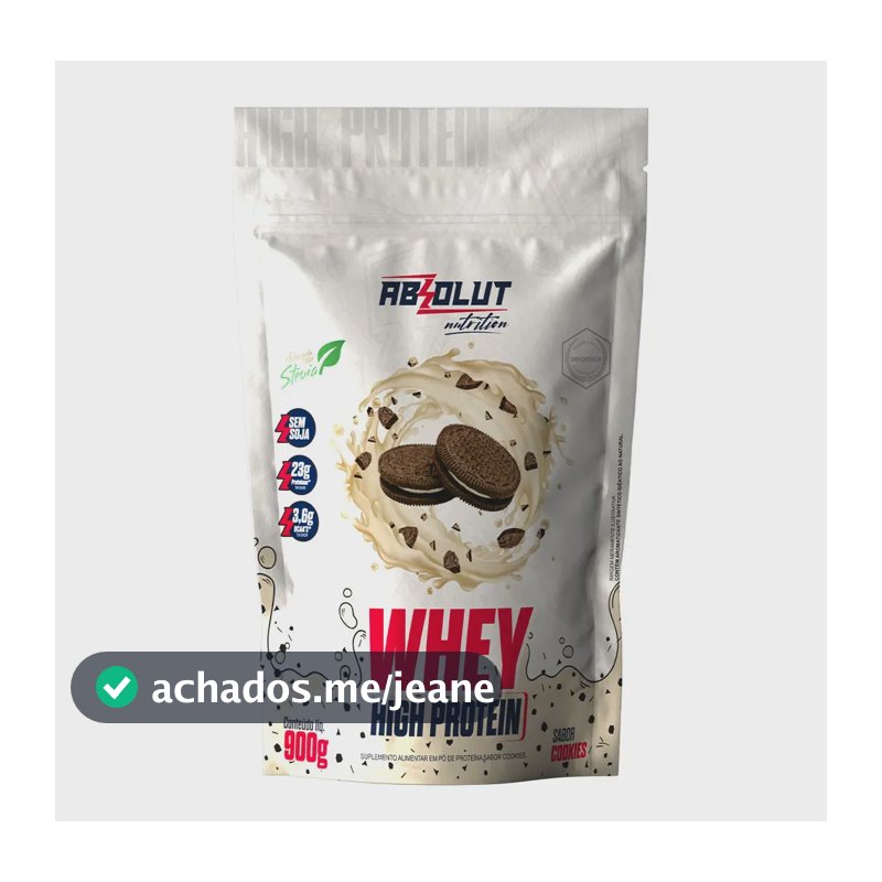 Whey Protein Concentrado High Protein Pouch 900g Cookies - Absolut Nutrition - Ganho De Massa Muscular Hipertrofia